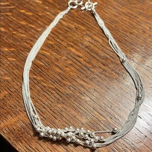 Multi-Strand Silver Bead Necklace for Women
